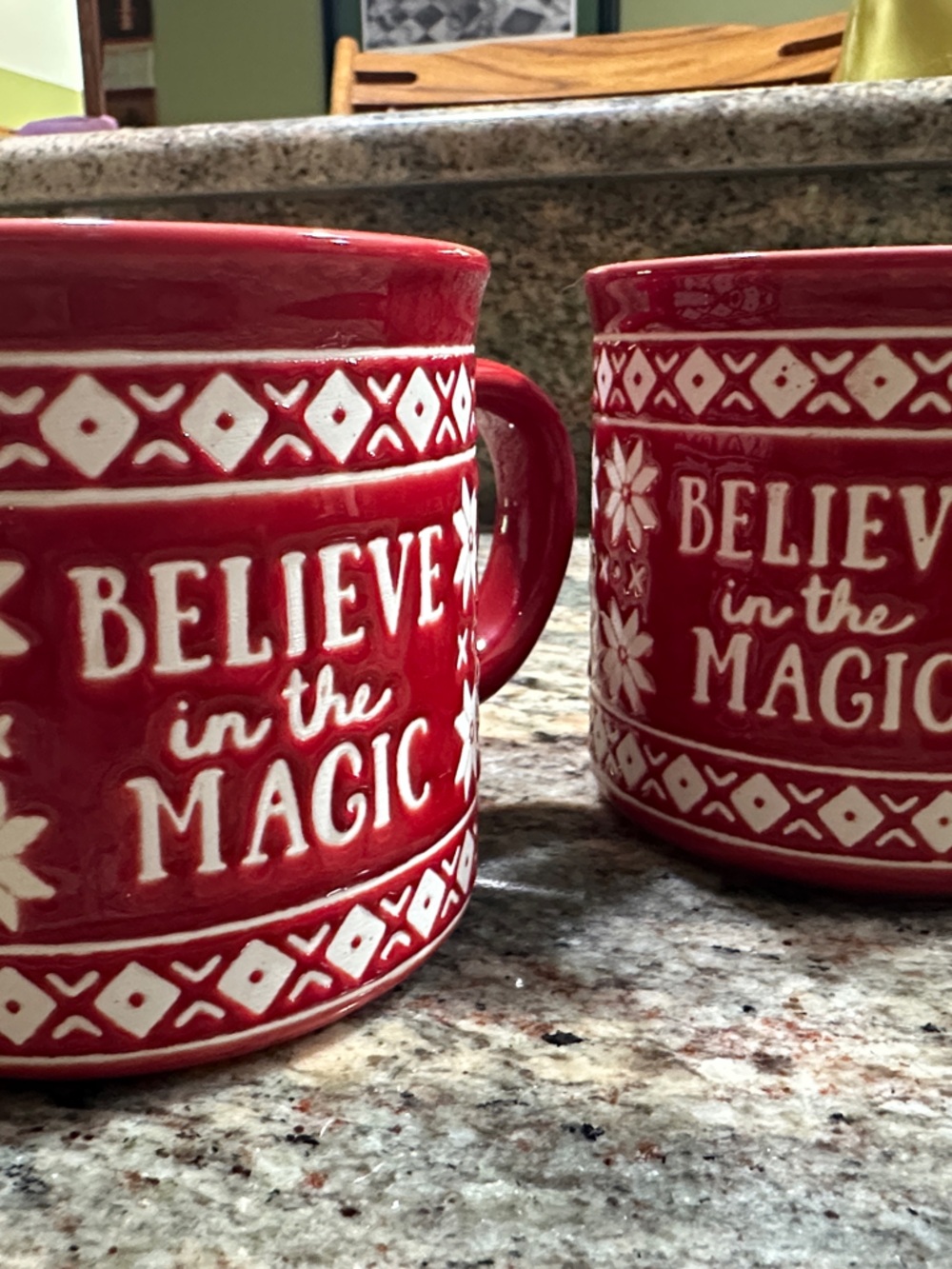 St. Nicholas Square Red and Cream 'Believe in the Magic' Holiday Mug Set